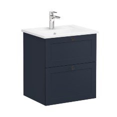 Vitra Root Classic 68839 Lavabo Dolabı, İki Çekmeceli, 60 Cm, Mat Lacivert, Köşeli Lavabolu